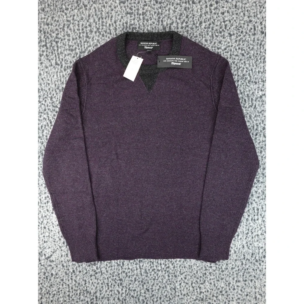 Banana Republic Sweater Mens M Purple Merino Wool Filpucci Italian Yarn 722729